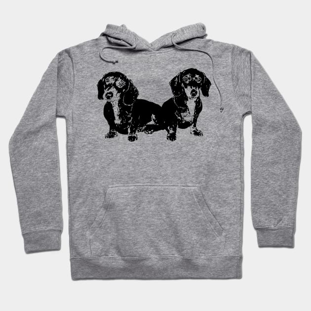 Pair of Dachshund Puppies Hoodie by tribbledesign